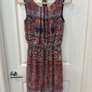 Enfocus Studio Red and Blue Sundress Sleeveless Scoop Neck